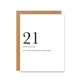 21st Birthday Definition Card